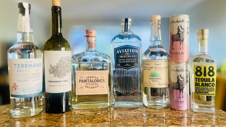 Collection of celebrity-owned alcohol bottles