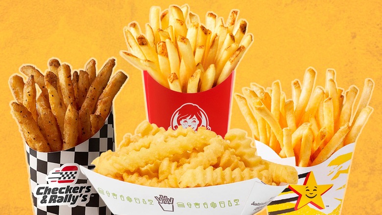 Collage of different fast food French fries