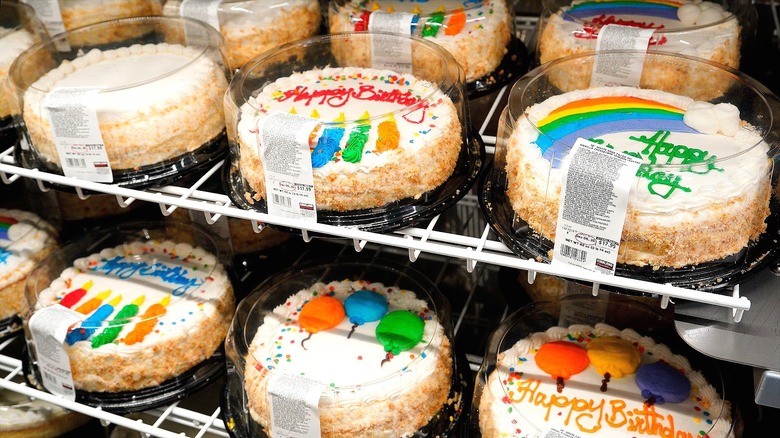 Birthday cakes in plastic containers at Costco