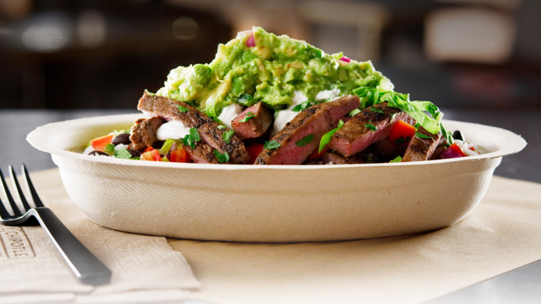Chipotle carne asada in a bowl