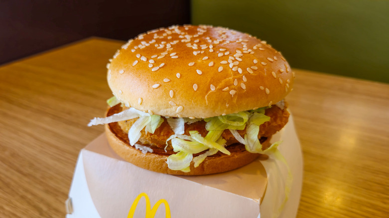 McDonald's McChicken on a to go box