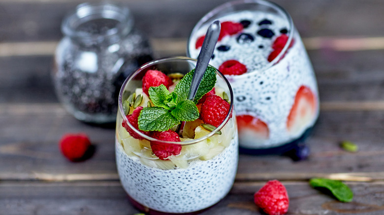 Cups of chia pudding