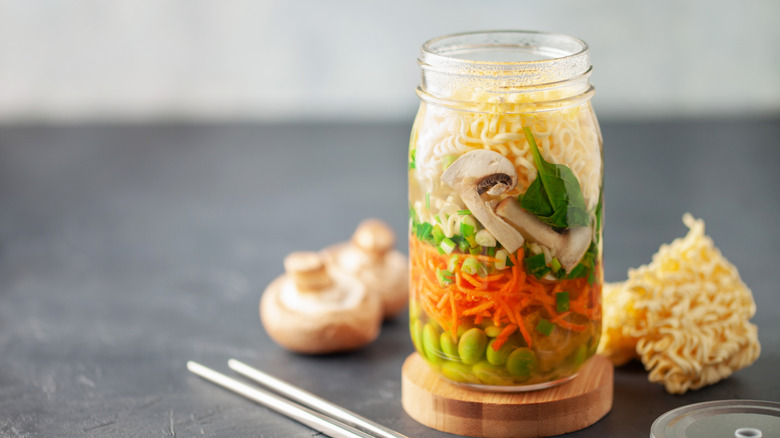 Ramen in a mason jar