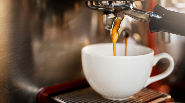 close up of an espresso being made