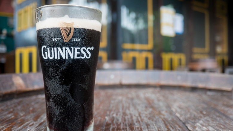 guinness on a wooden bar