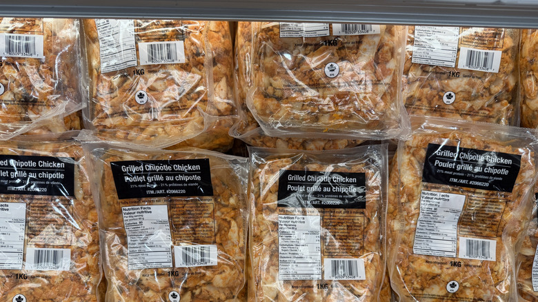Packages of Grilled chipotle seasoned chicken