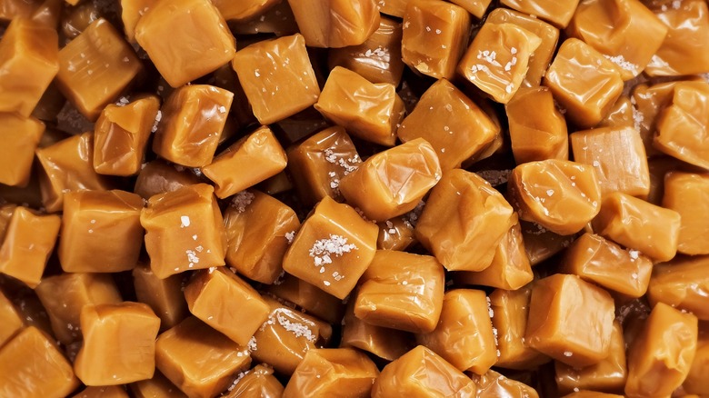 Pieces of salted caramel