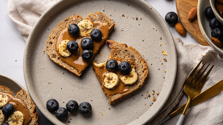 Toast with almond butter and fruit