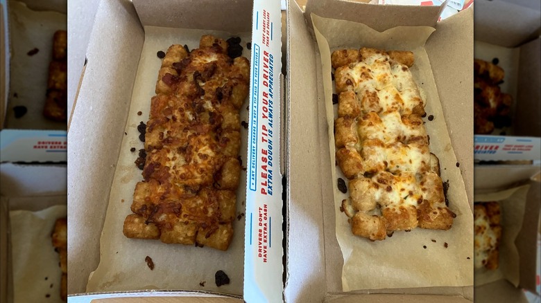 Two boxes of Domino's loaded tots