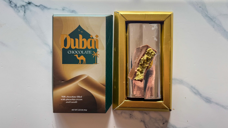 Zestix Dubai chocolate on marble surface