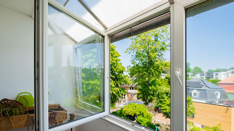 Open window overlooking trees