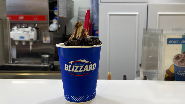 a Dairy Queen Blizzard on a counter