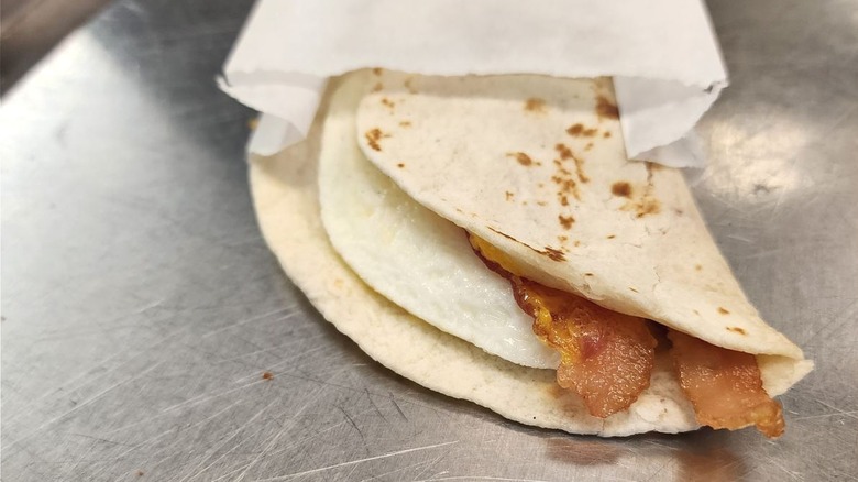 Breakfast fast food tortilla wrap