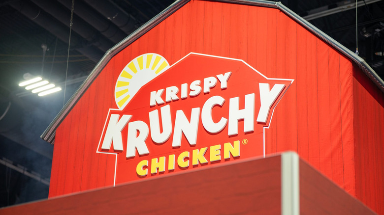 Krispy Krunchy's logo on a building