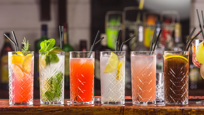 Assorted fruit rum cocktails