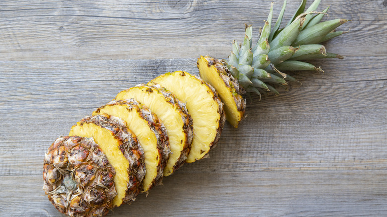 whole pineapple cut into big slices