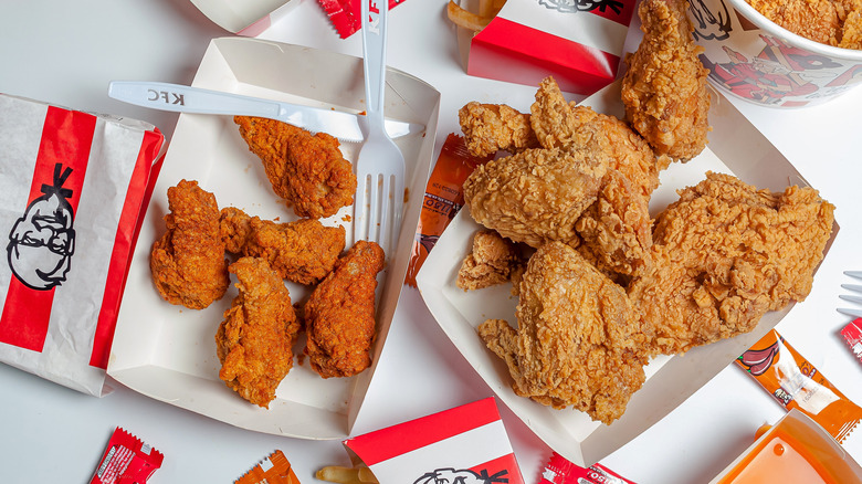 KFC chicken with sauces
