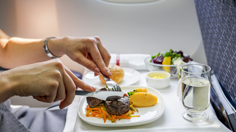 A gourmet in-flight meal