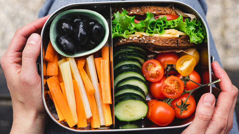 A healthy packed meal for a flight