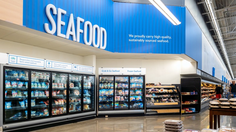 seafood department inside a Walmart store