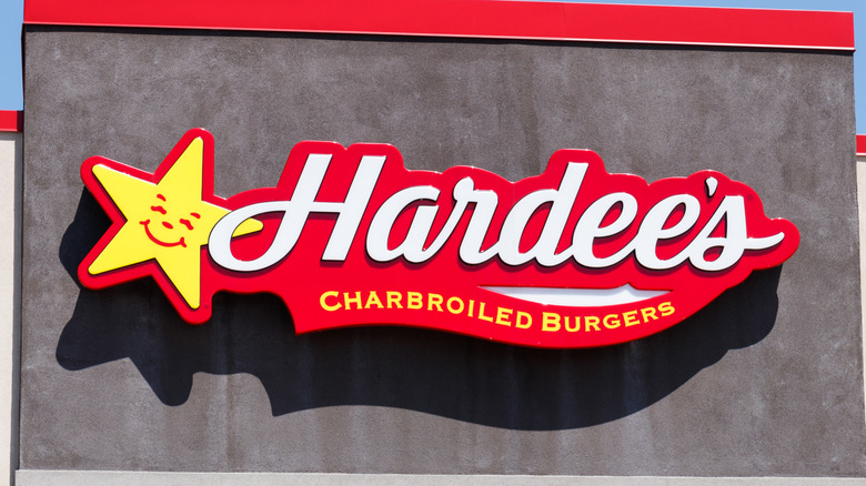 The sign outside of a Hardee's location