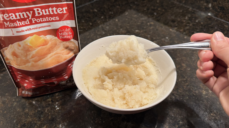 Betty Crocker creamy butter mashed potatoes with spoon