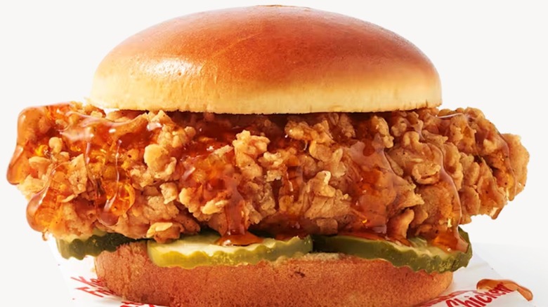 A Mike's Hot Honey Chicken Sandwich from KFC