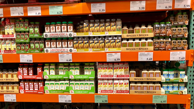 The spices and seasonings shelf at Costco