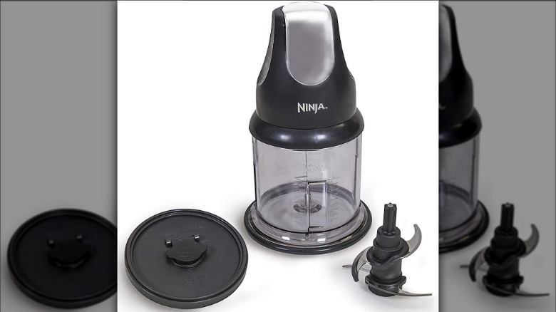 Ninja Food Chopper Express Chop and pieces displayed on white surface