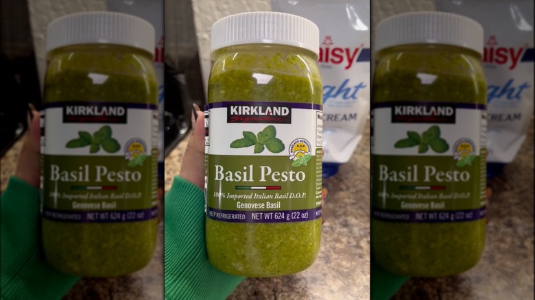 Bottle of Kirkland pesto