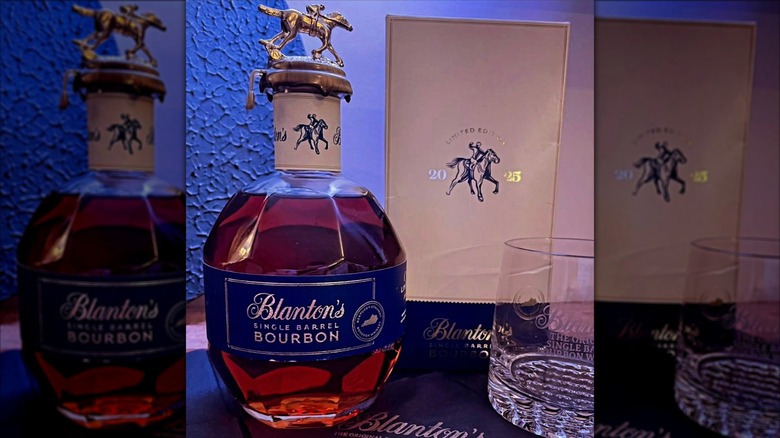 Bottle of Blanton's with glass