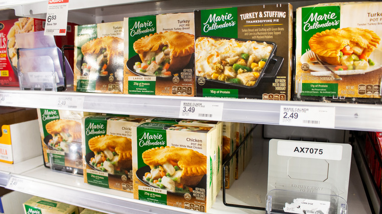 Marie Callender's frozen meals on the freezer shelf at Target