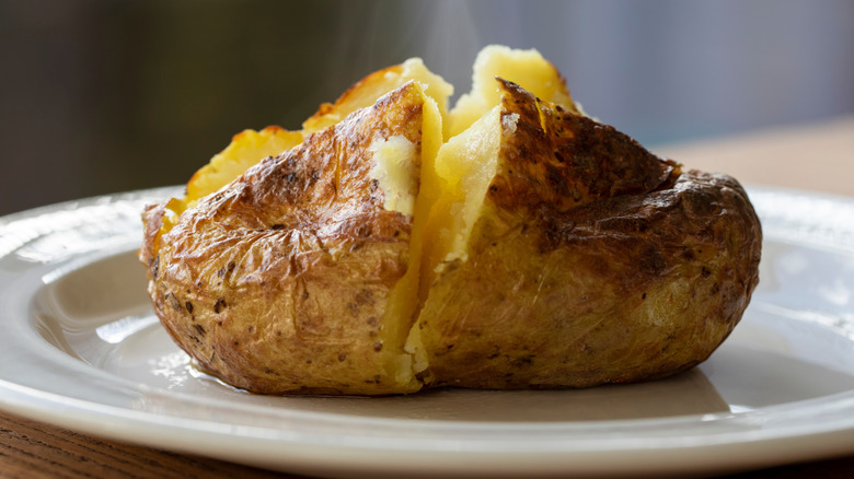 A plain, hot baked potato.