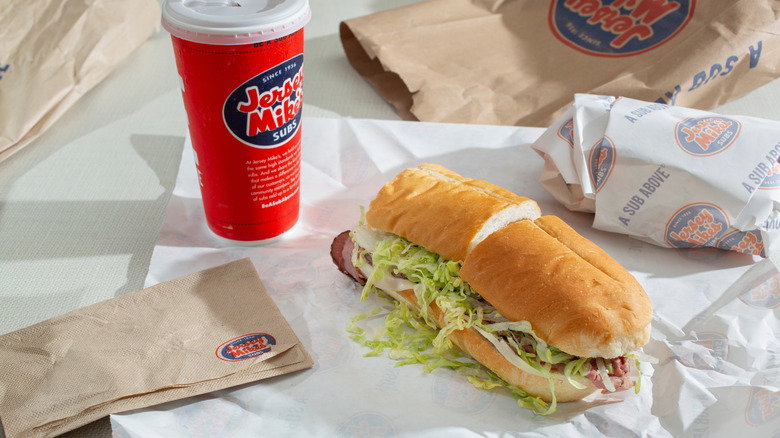 Jersey Mike's sandwich and drink