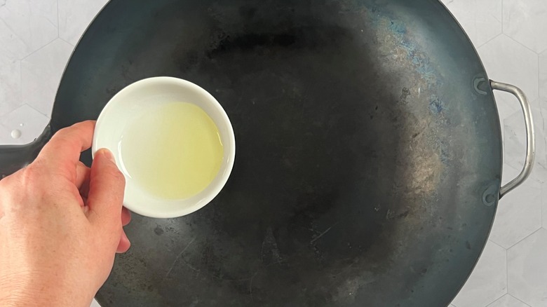oil going into wok