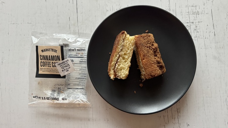 Marketside coffee cake slice on a black plate