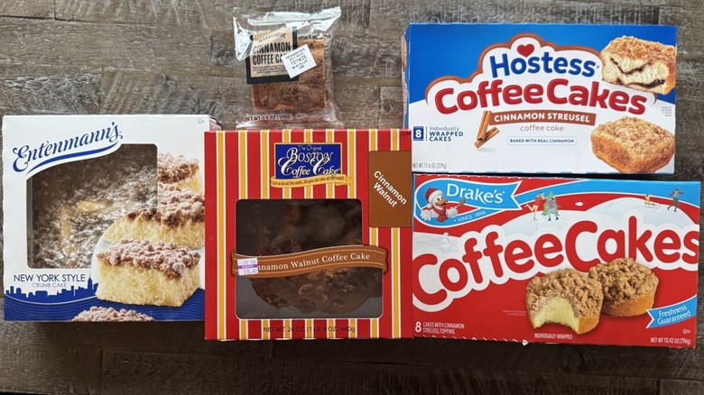 Coffee cakes on a wooden surface