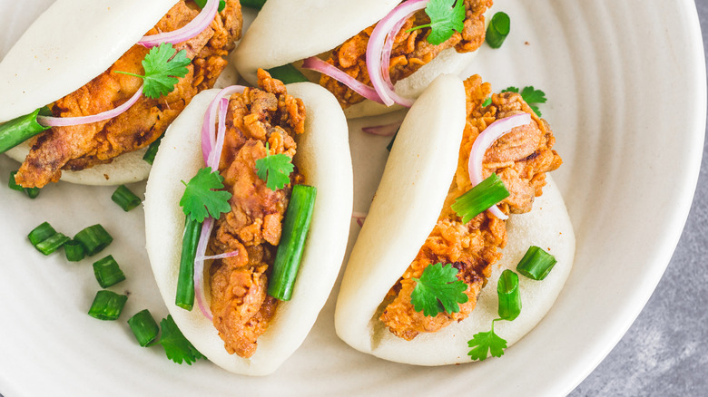 Bao bun fried chicken tacos