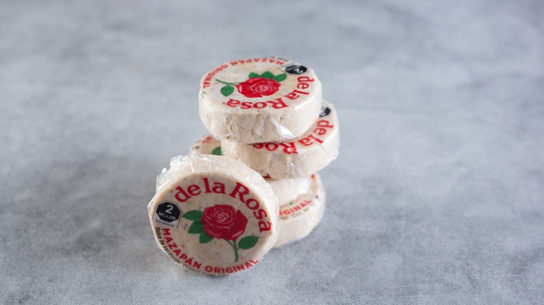 A stack of de la Rosa marzipan candies.