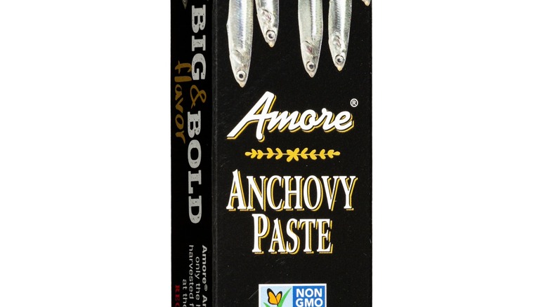 A box of Amore anchovy paste.