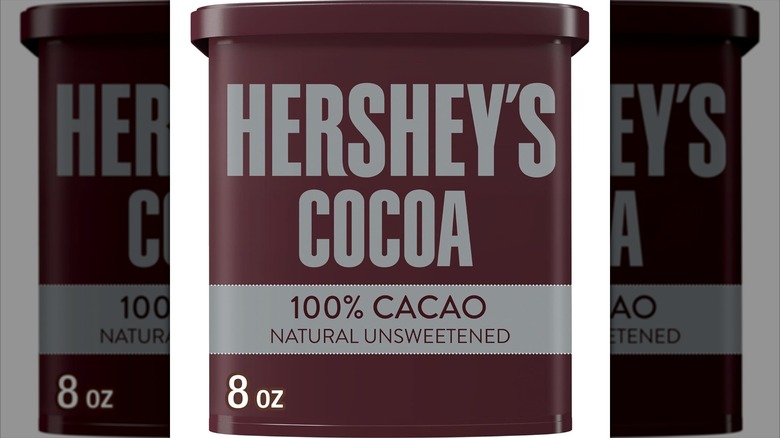 Hershey's cocoa powder on white background