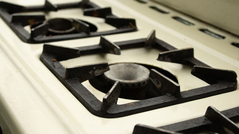 Cast iron gas stove in a house