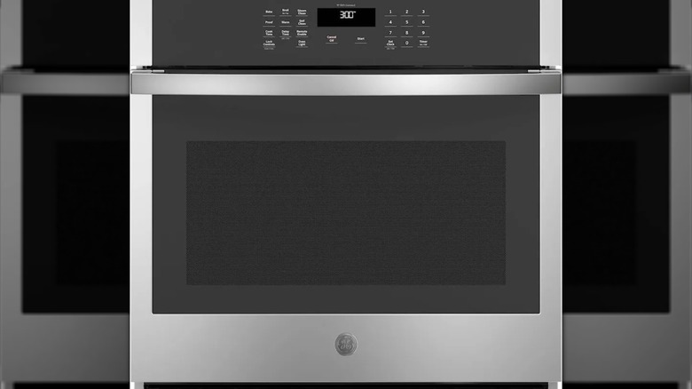 A sleek silver wall oven
