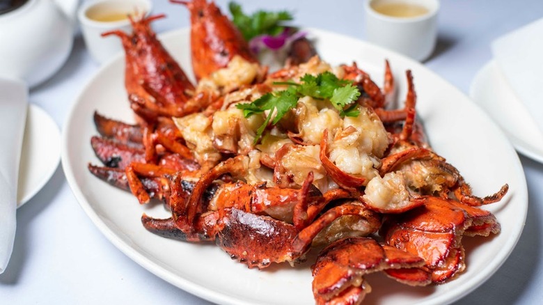 A plate of Harborview Restaurant and Bar live Dungeness crab
