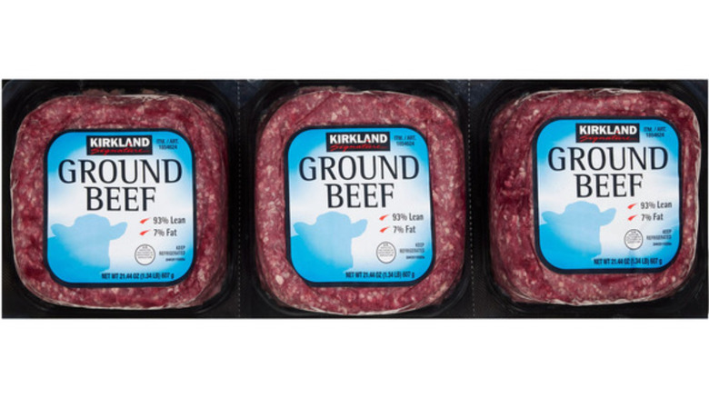 A three-count package of Kirkland Signature Ground Beef