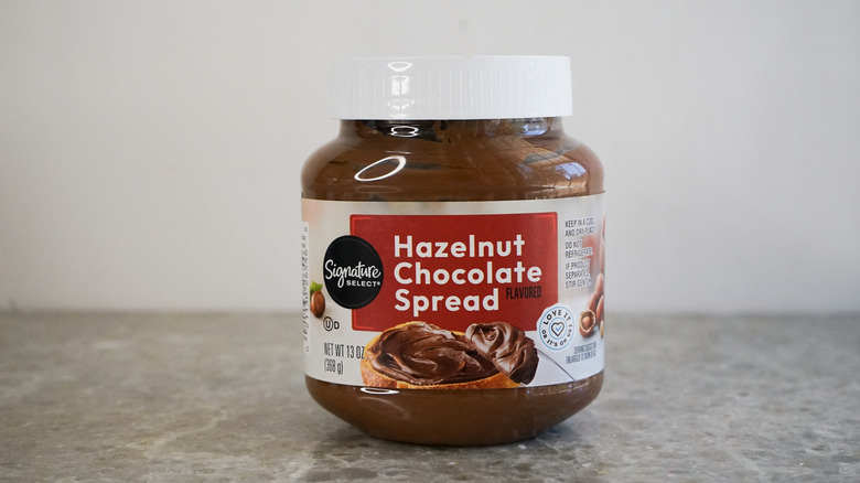 Signature Select chocolate hazelnut spread on granite counter