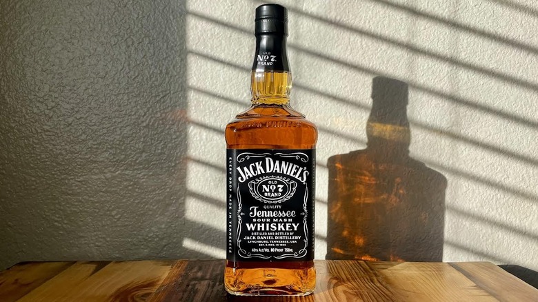 Bottle of Jack Daniel's Old No. 7 on wooden tabletop