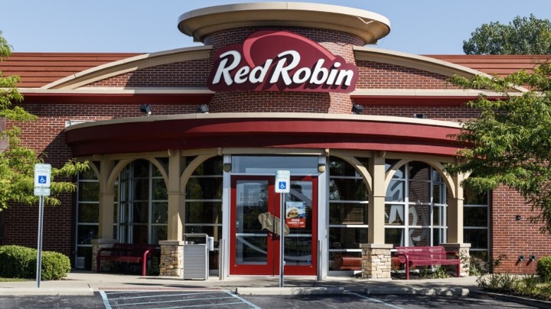 An exterior shot of a Red Robin restaurant