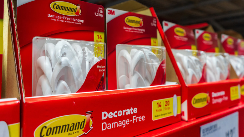 Box of Command hooks on a store shelf
