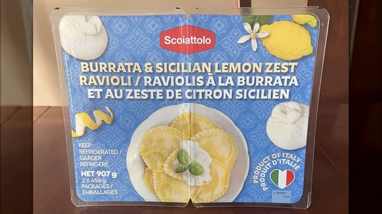 Package of scoiattolo lemon burrata ravioli